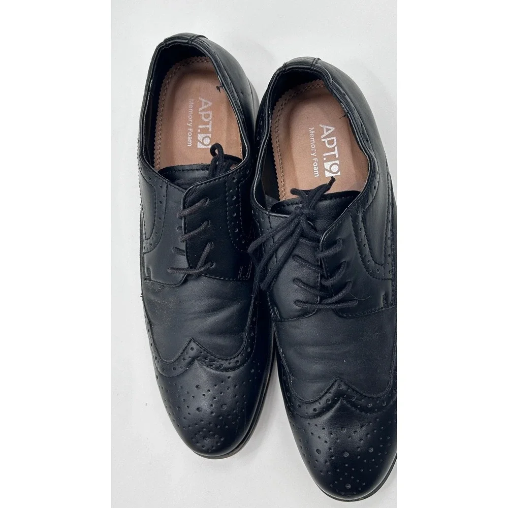 APT. 9 Black Leather Wingtip Oxford Dress Shoes Men's Size 8M Lace Up Business